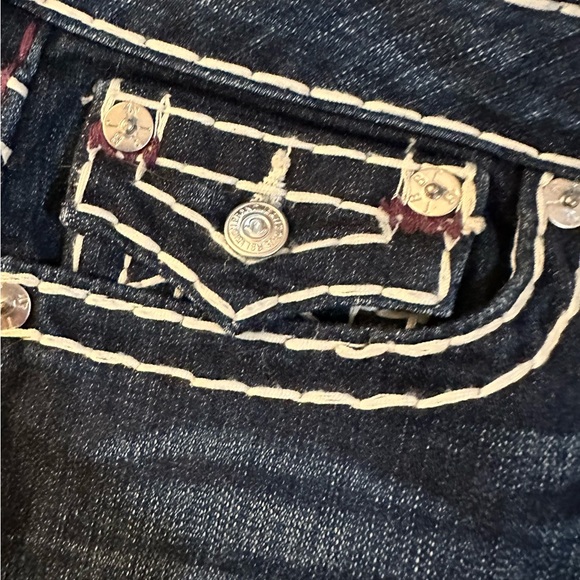 RARE True Religion Joey Big T Flare Thick Purple Stitch Jeans Size 32 NWOT - Picture 6 of 11